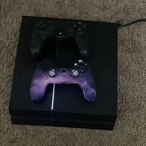 Sony PlayStation 4 with Black Console and Purple Galaxy Controller